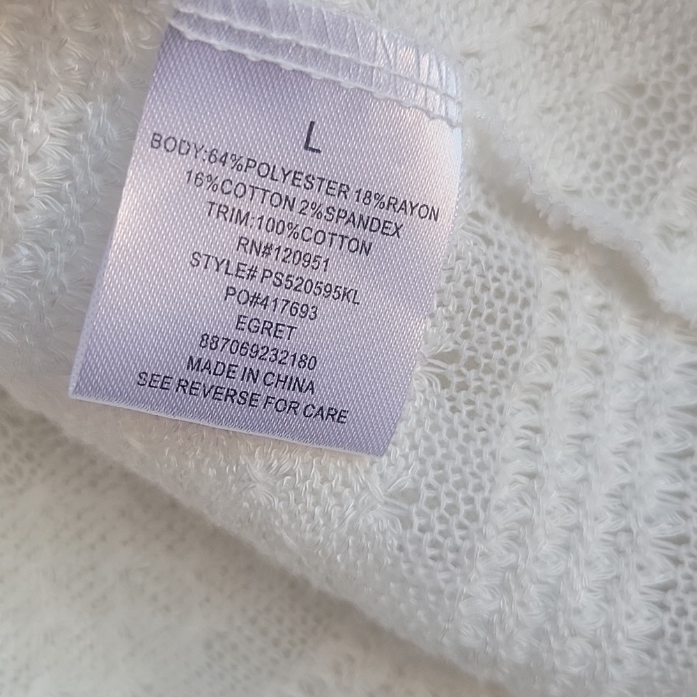 Pink Republic White Crochet Cardigan Sz L Good Condition - Picture 4 of 7